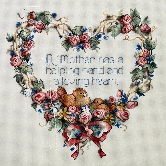 Vintage Sunset Counted Cross Stitch Kit "Mothers Hand & Heart" 12x12 Inch (1990) - Picture 5 of 9